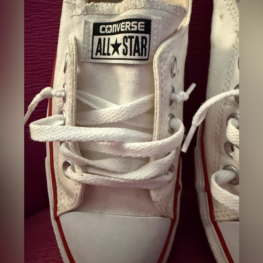Converse All Star White Sneakers with Red and Blue Accents - Picture 3 of 7